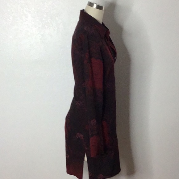 Citron Silk Long Sleeve Button Down Shirt Dress M - Picture 4 of 6